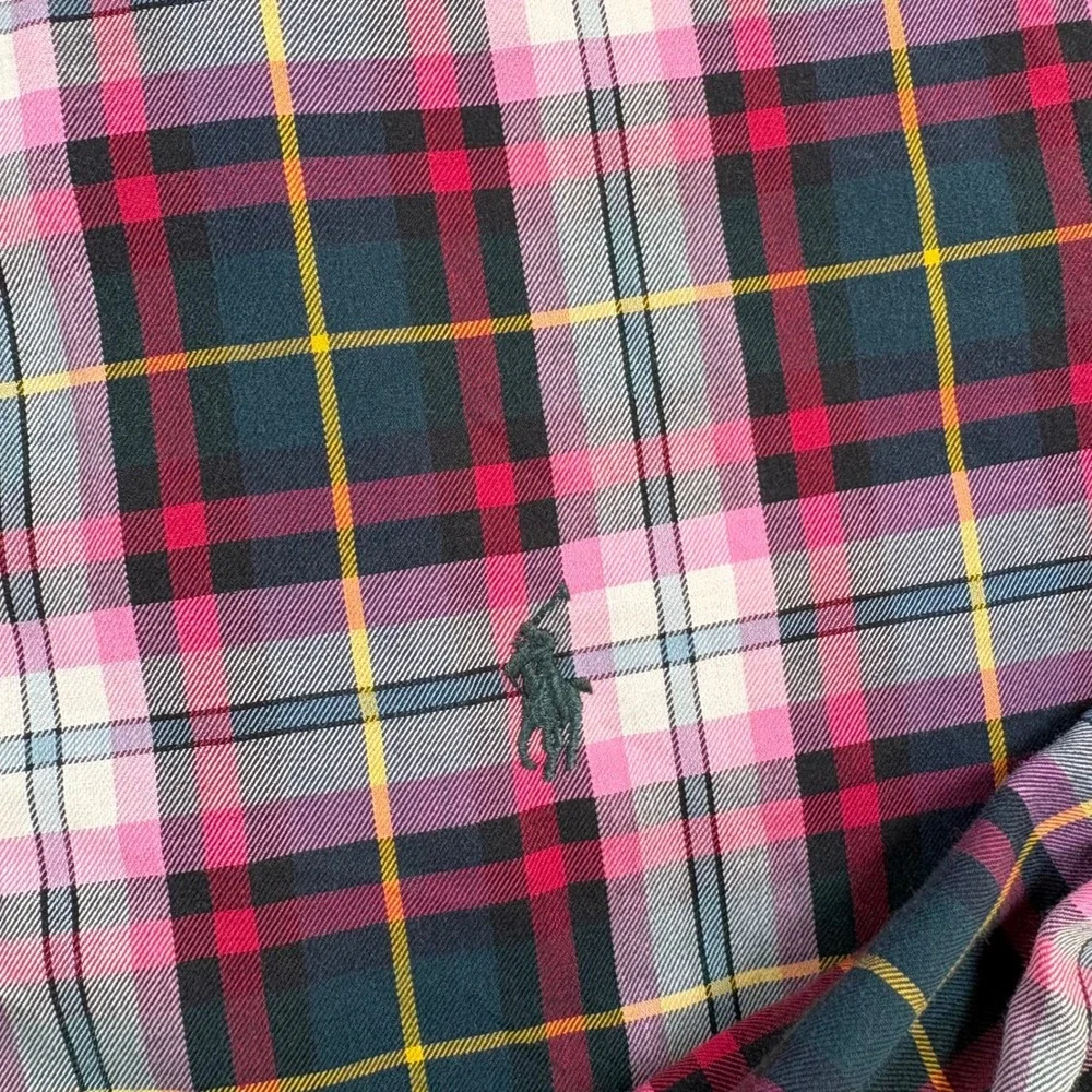 Polo Ralph Lauren Blake Mens XL Pink Green Plaid Cotton Button Down Shirt Preppy